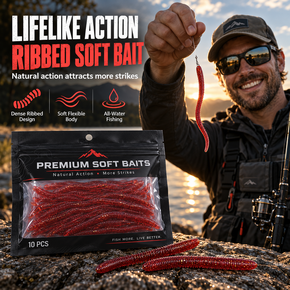 Soft Plastic Worm Fishing Lures