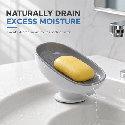 🧼 50% OFF! ✨Wall Mount Double Layer Soap Tray, Suction Cup Self Draining Soap Holder🚿