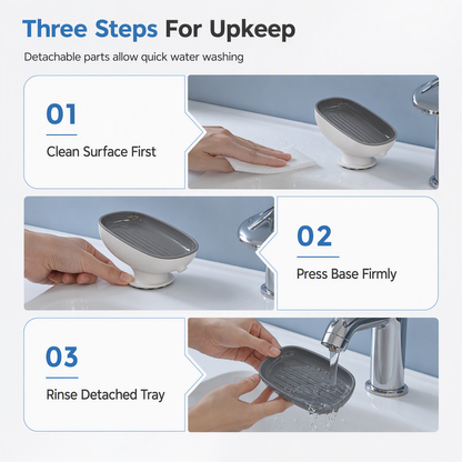 🧼 50% OFF! ✨Wall Mount Double Layer Soap Tray, Suction Cup Self Draining Soap Holder🚿