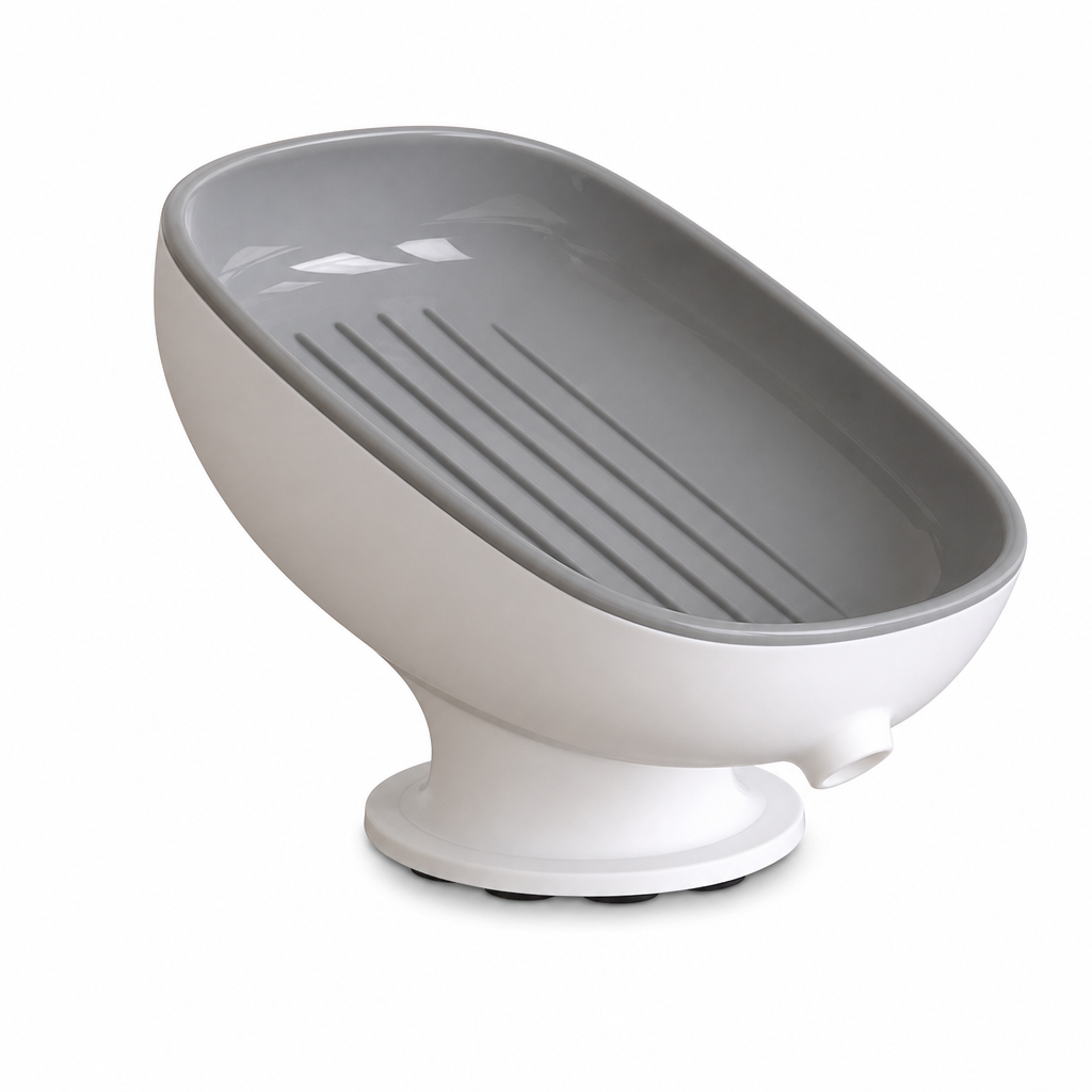 🧼 50% OFF! ✨Wall Mount Double Layer Soap Tray, Suction Cup Self Draining Soap Holder🚿