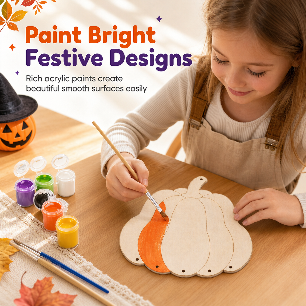 🎃 Save 50%! 🪵 Wooden Pumpkin Craft Kit – DIY wind chime for Halloween ✨
