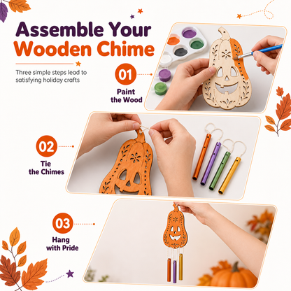 🎃 Save 50%! 🪵 Wooden Pumpkin Craft Kit – DIY wind chime for Halloween ✨