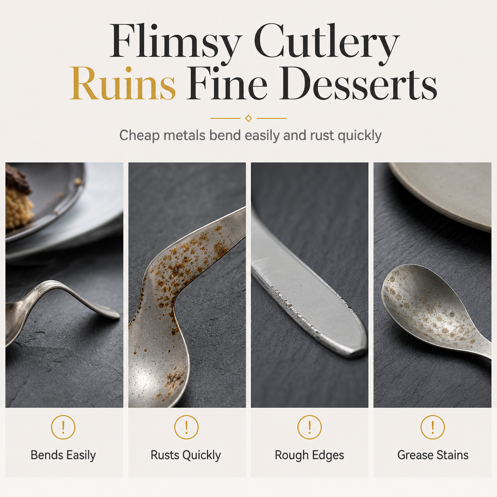 Stainless Steel Hammered Dessert Spoon
