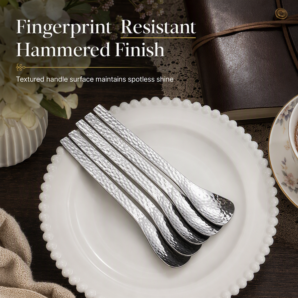 Stainless Steel Hammered Dessert Spoon