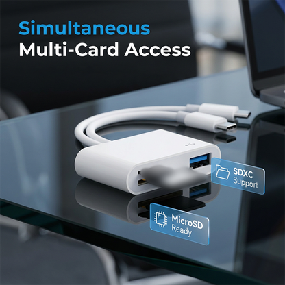 💾 5-in-1 Memory Card Reader | USB-C + 8-Pin