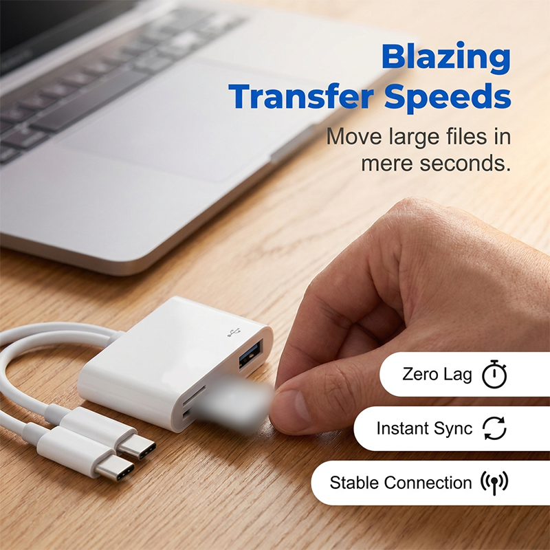 💾 5-in-1 Memory Card Reader | USB-C + 8-Pin