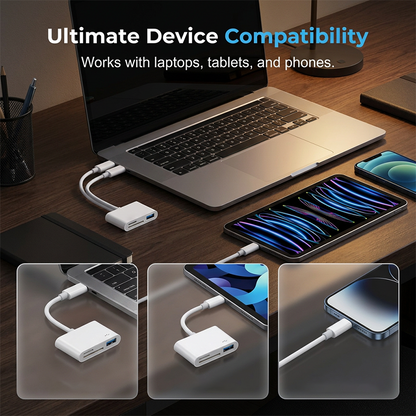 💾 5-in-1 Memory Card Reader | USB-C + 8-Pin