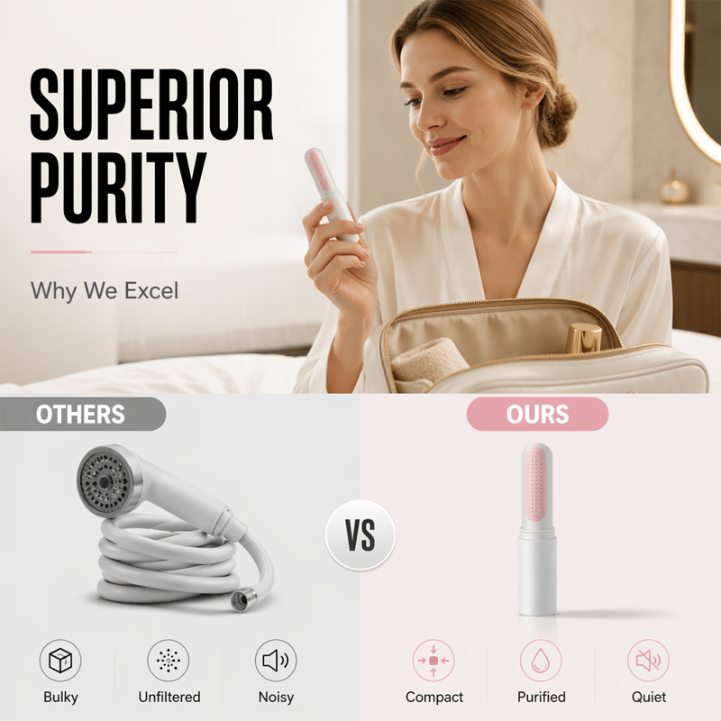 Portable Travel Shower Head with Filter Telescopic Lipstick Design
