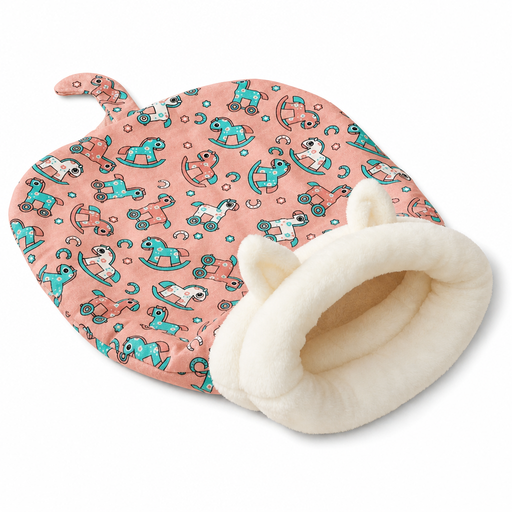 🐱🛏️Semi-Enclosed Hooded Pet Sleeping Bag Cave Bed | Draft-Blocking, Cozy Indoor Winter Rest Spot📦