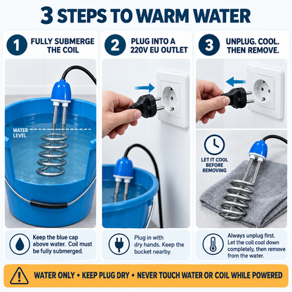 Heat Water Instantly! No-Wait Portable Immersion Heater