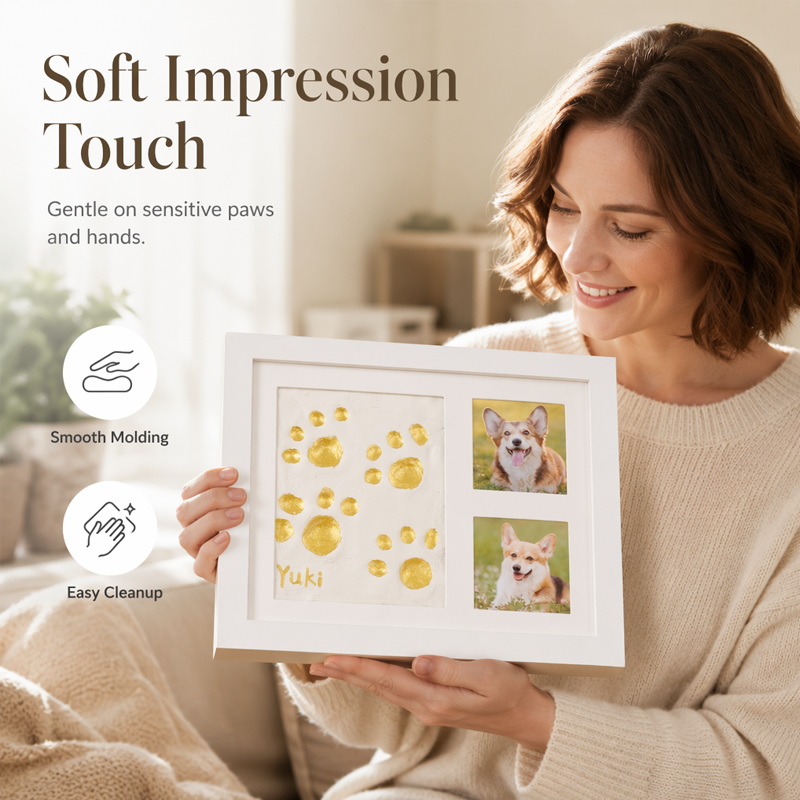 🐾 52% OFF! DIY keepsake set for pet paw prints – wooden frame, soft clay, and space for a photo – preserve a cherished memory forever 🖼️🐱