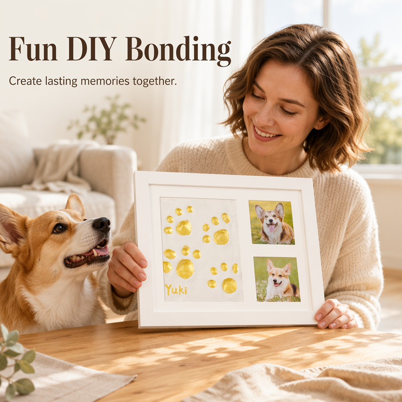 🐾 52% OFF! DIY keepsake set for pet paw prints – wooden frame, soft clay, and space for a photo – preserve a cherished memory forever 🖼️🐱