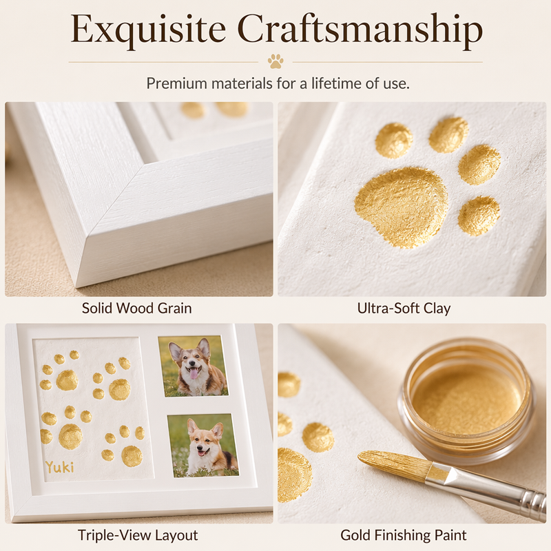 🐾 52% OFF! DIY keepsake set for pet paw prints – wooden frame, soft clay, and space for a photo – preserve a cherished memory forever 🖼️🐱