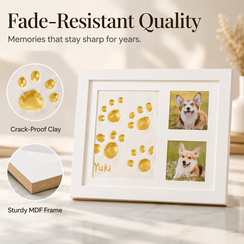 🐾 52% OFF! DIY keepsake set for pet paw prints – wooden frame, soft clay, and space for a photo – preserve a cherished memory forever 🖼️🐱