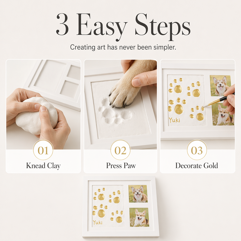 🐾 52% OFF! DIY keepsake set for pet paw prints – wooden frame, soft clay, and space for a photo – preserve a cherished memory forever 🖼️🐱