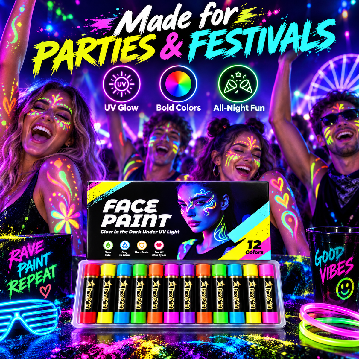 12-Color Face Paint Crayon Set