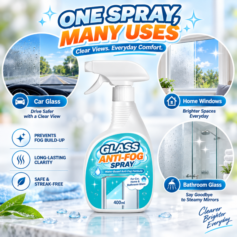 🥳2026 HOT SALE🥳💞50K+ SOLD! 🚗🪟 50% OFF! Glass Anti-Fog Spray – water-based formula prevents foggy build-up, long-lasting clarity, streak-free. For car windshields, mirrors & home windows! ✨💪