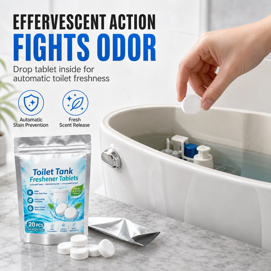 20 Pack White Round Effervescent Toilet Tank Freshener and Deodorizer Tablets