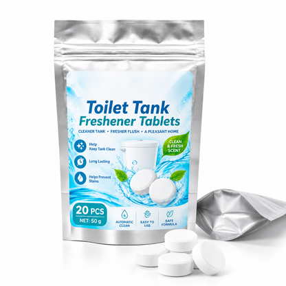 20 Pack White Round Effervescent Toilet Tank Freshener and Deodorizer Tablets