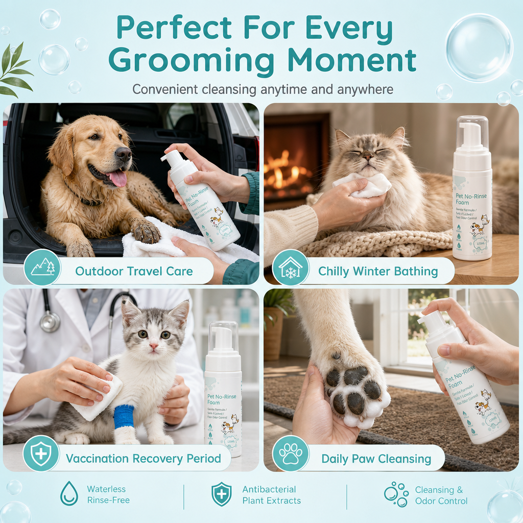 🐾 Save 50%! 🧼 No-Rinse Pet Cleansing Foam – For cats & dogs ✨