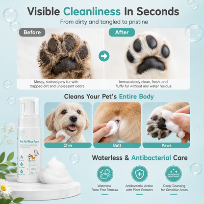 🐾 Save 50%! 🧼 No-Rinse Pet Cleansing Foam – For cats & dogs ✨
