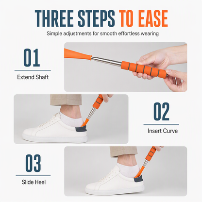 🥿 Telescopic Shoe Horn: 70cm Long Handle, Stainless Steel, No Bending, Ergonomic Foam Grip
