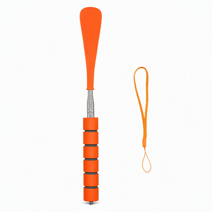 🥿 Telescopic Shoe Horn: 70cm Long Handle, Stainless Steel, No Bending, Ergonomic Foam Grip