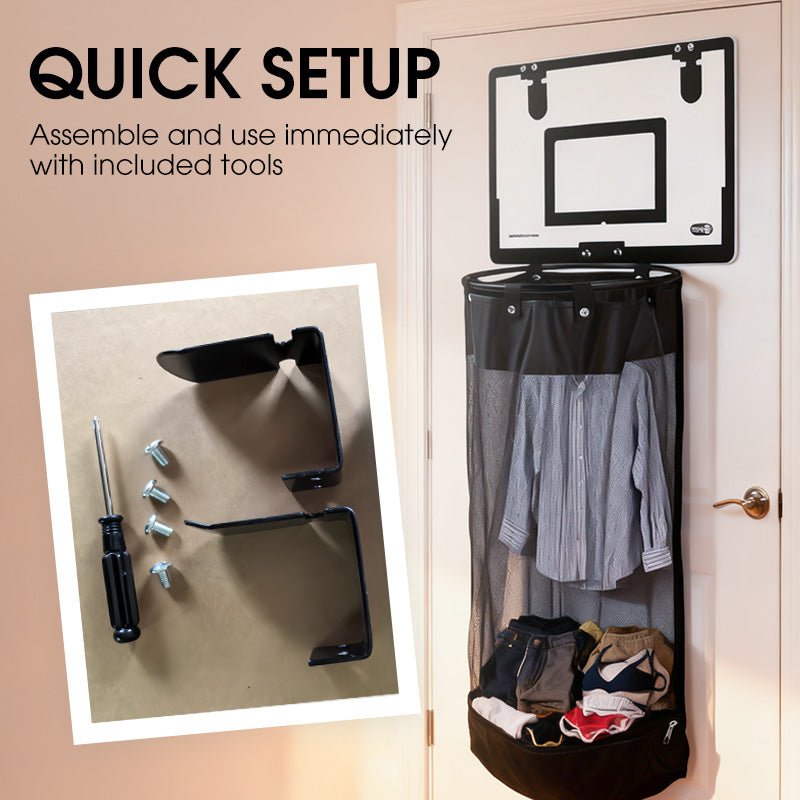 ⏰Over-the-Door Basketball Laundry Hamper