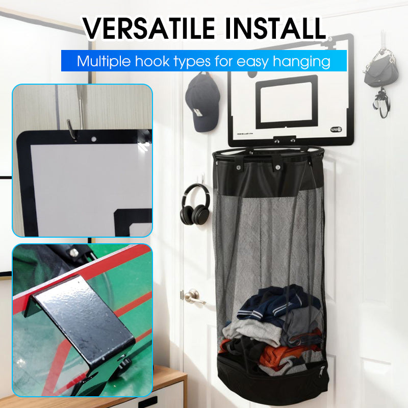 ⏰Over-the-Door Basketball Laundry Hamper