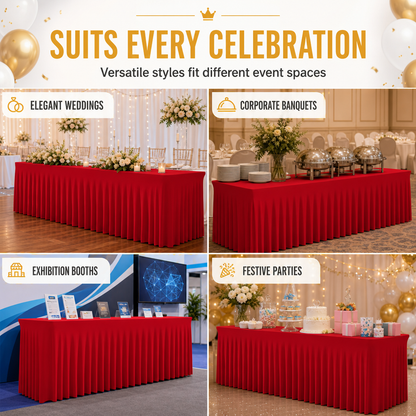 ⏳Time-Limited Special⏰Pleated Table Skirt for Rectangular Tables Wedding Birthday Party Decoration and Market Stall Display