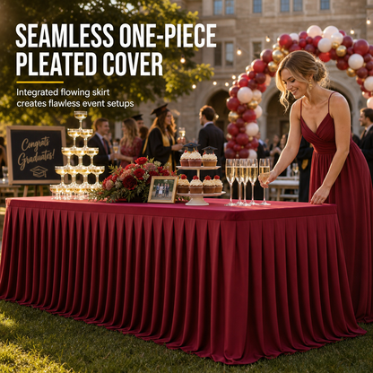 ⏳Time-Limited Special⏰Pleated Table Skirt for Rectangular Tables Wedding Birthday Party Decoration and Market Stall Display