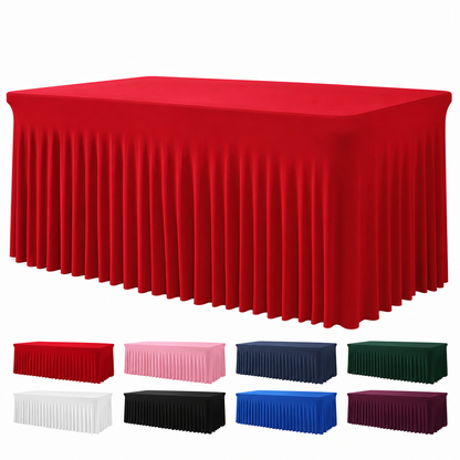 ⏳Time-Limited Special⏰Pleated Table Skirt for Rectangular Tables Wedding Birthday Party Decoration and Market Stall Display