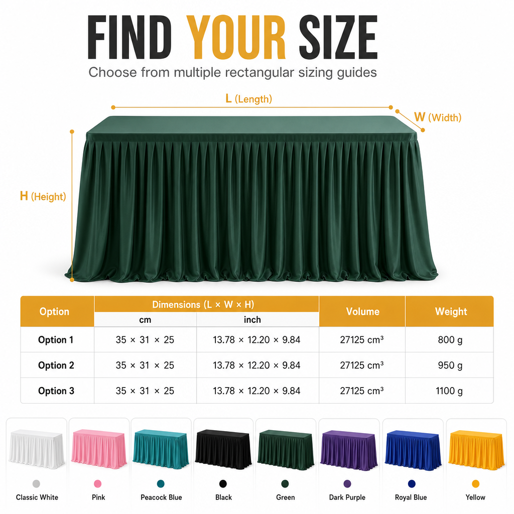 ⏳Time-Limited Special⏰Pleated Table Skirt for Rectangular Tables Wedding Birthday Party Decoration and Market Stall Display