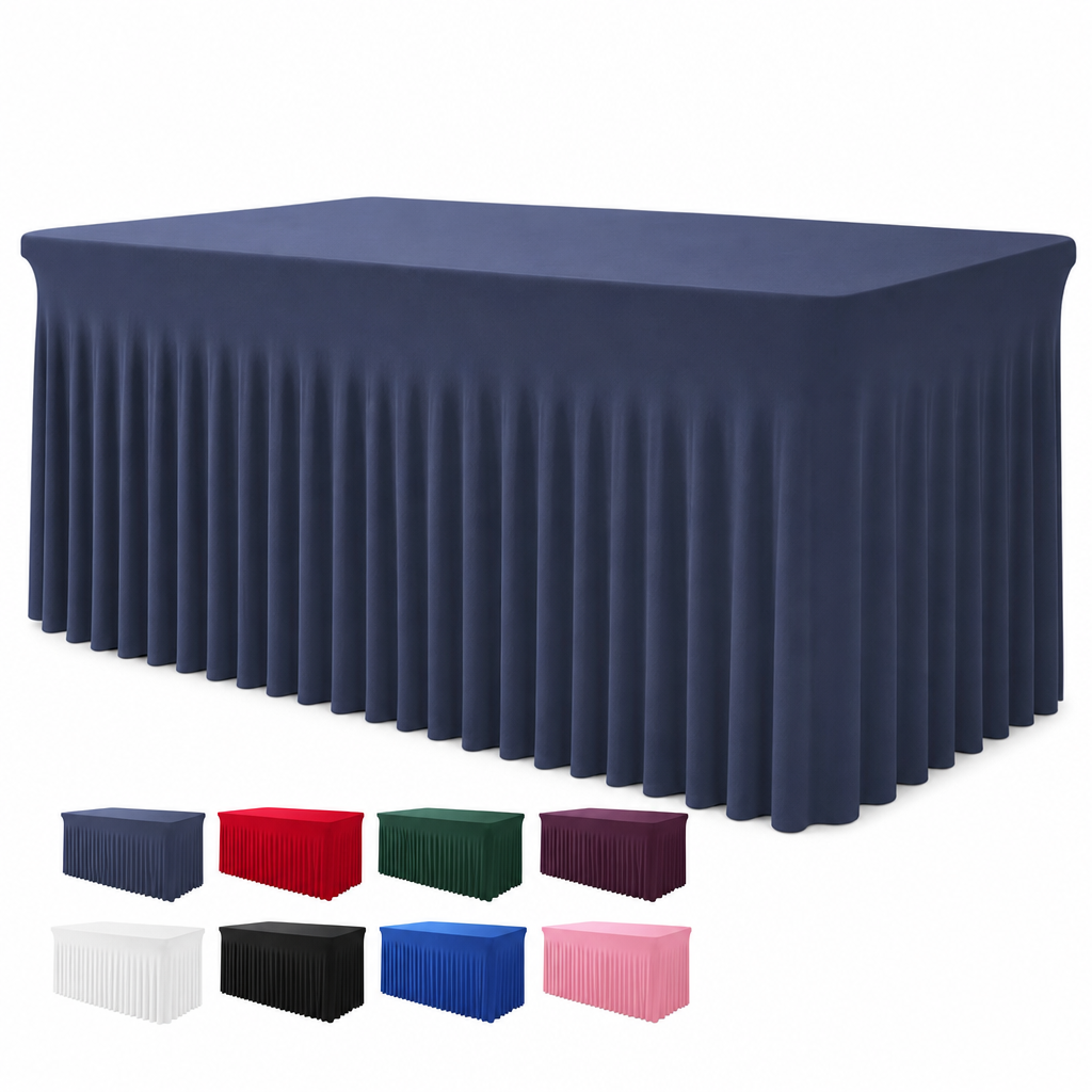 ⏳Time-Limited Special⏰Pleated Table Skirt for Rectangular Tables Wedding Birthday Party Decoration and Market Stall Display