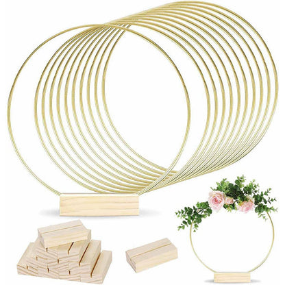 🌸 Gold-Tone Decorative Hoop with Wooden Stand