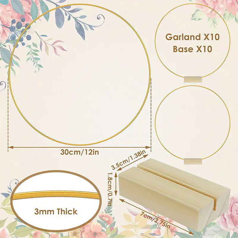 🌸 Gold-Tone Decorative Hoop with Wooden Stand