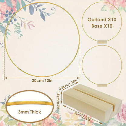 🌸 Gold-Tone Decorative Hoop with Wooden Stand