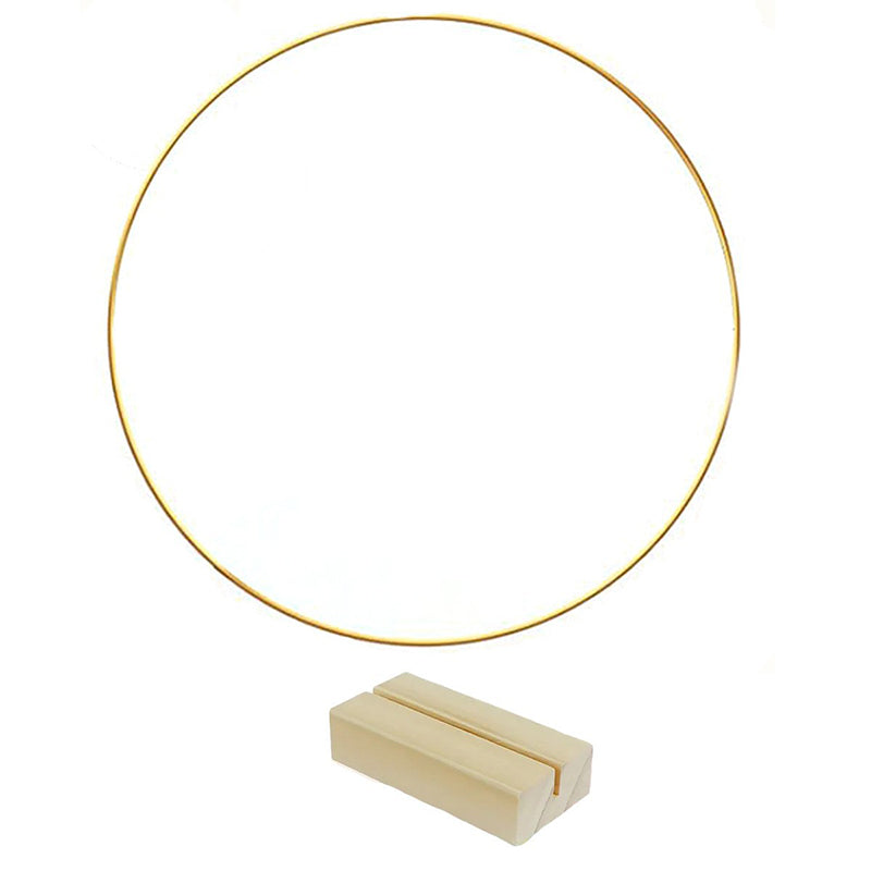 🌸 Gold-Tone Decorative Hoop with Wooden Stand
