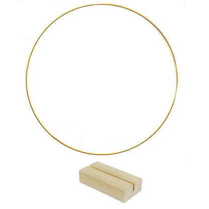 🌸 Gold-Tone Decorative Hoop with Wooden Stand