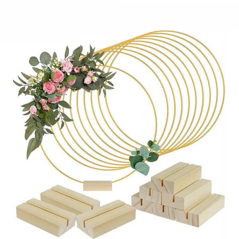 🌸 Gold-Tone Decorative Hoop with Wooden Stand