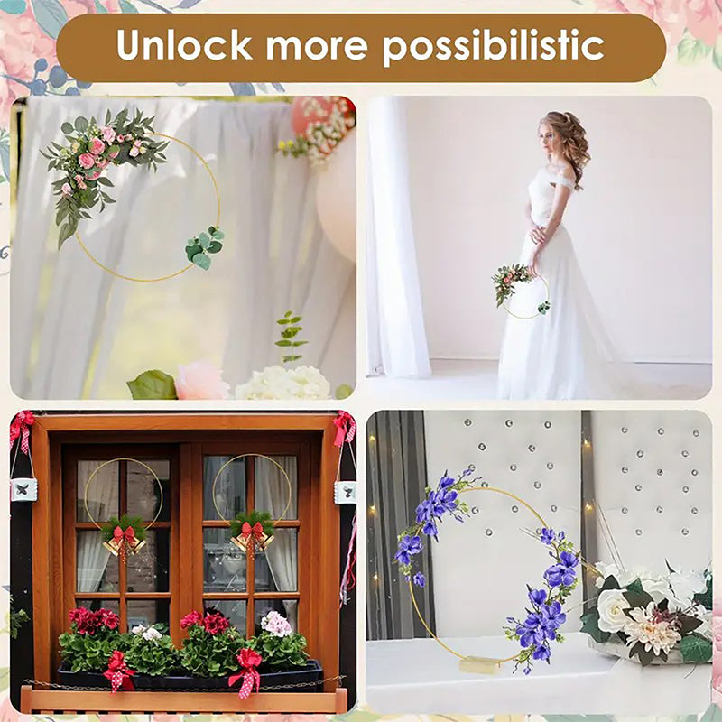 🌸 Gold-Tone Decorative Hoop with Wooden Stand
