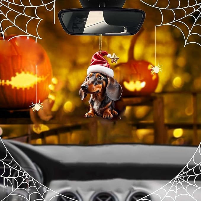Christmas Fun Dachshund Car Hanging Ornament