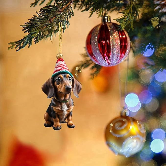 Christmas Fun Dachshund Car Hanging Ornament