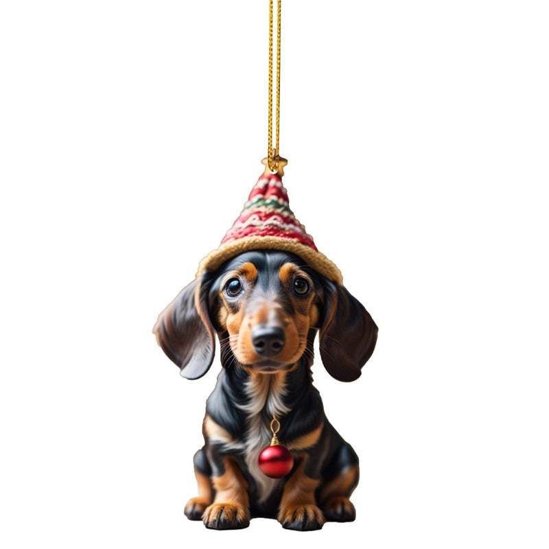 Christmas Fun Dachshund Car Hanging Ornament