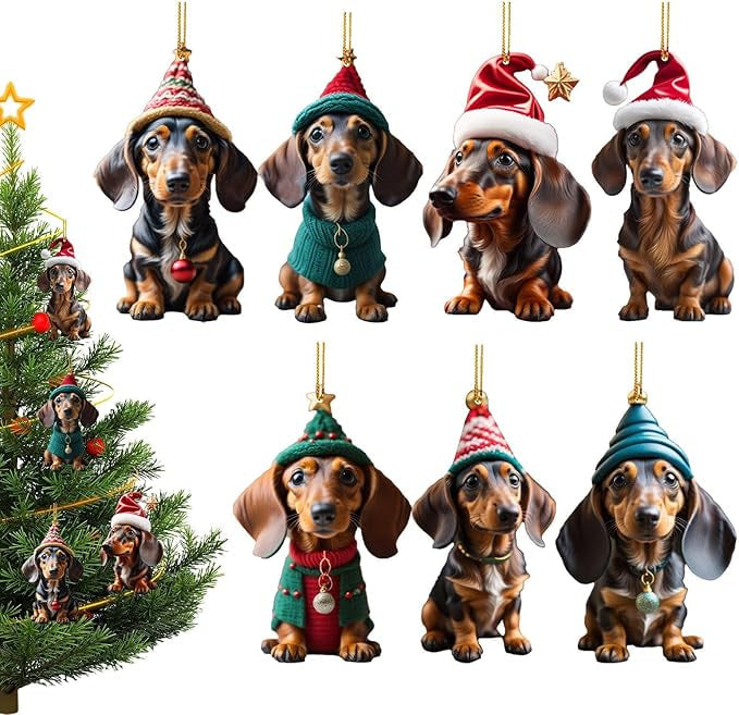 Christmas Fun Dachshund Car Hanging Ornament