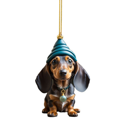 Christmas Fun Dachshund Car Hanging Ornament