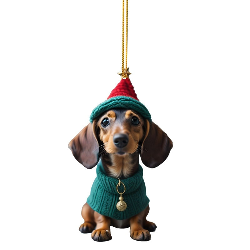 Christmas Fun Dachshund Car Hanging Ornament