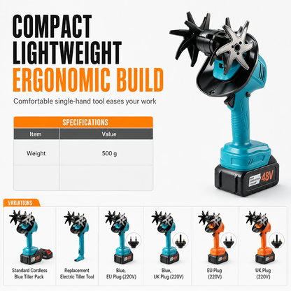 🌱 50% OFF NOW! 🔋 Cordless Mini Tiller – 21V Lithium Battery, Manganese Steel Blades & Ergonomic Grip – Portable Garden Soil Loosener & Weeder 🏡