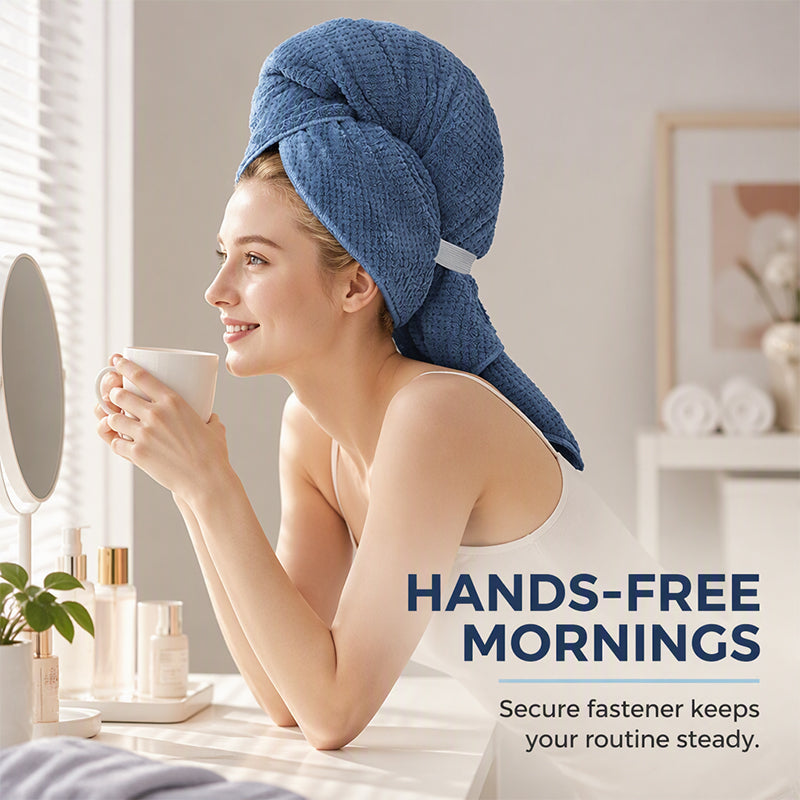 Microfiber Hair Drying Towel Wrap with Elastic Band