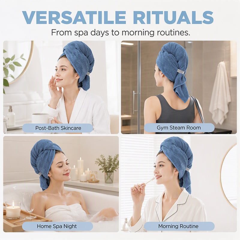 Microfiber Hair Drying Towel Wrap with Elastic Band